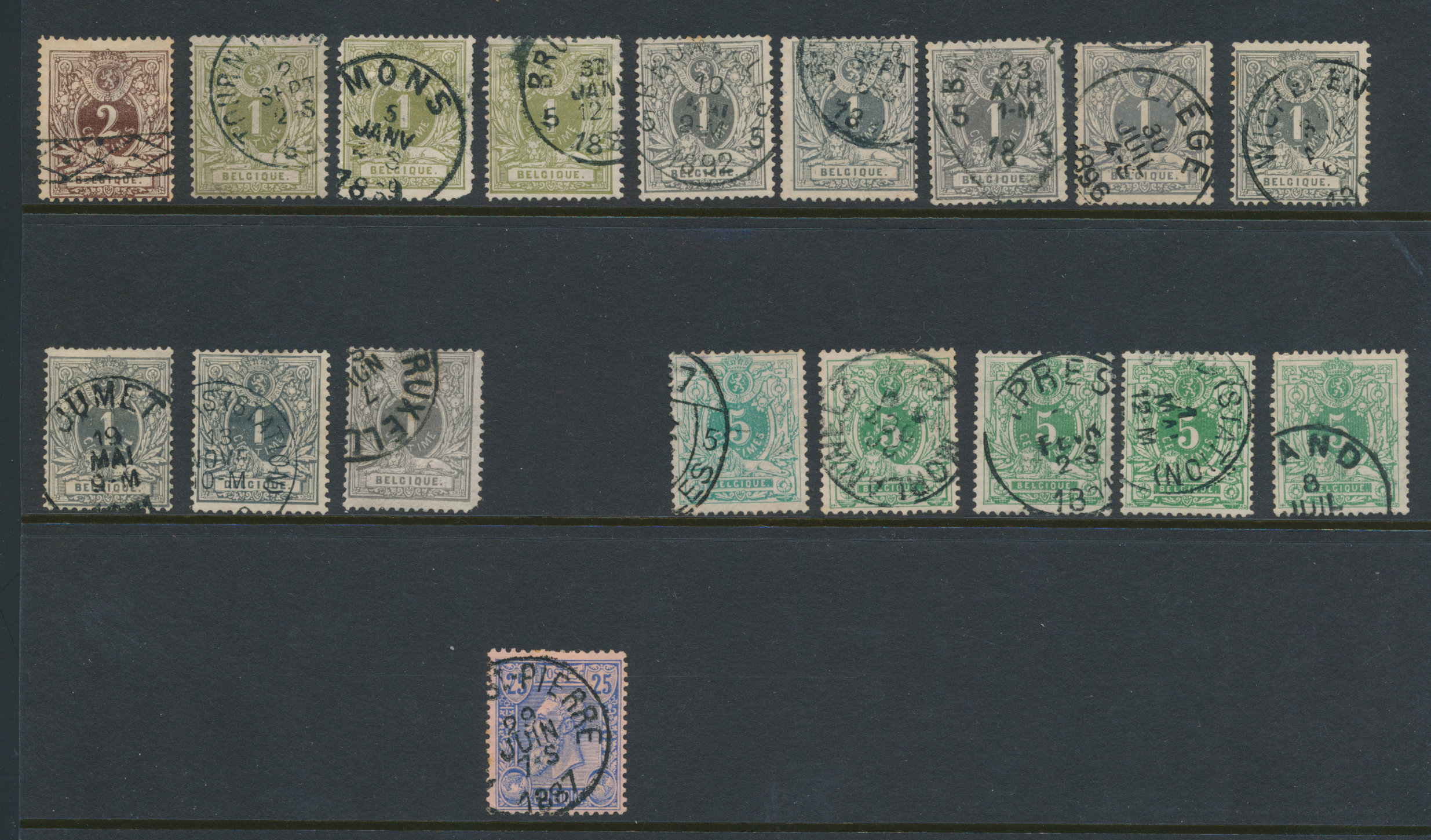 Lot 1848 - Uitgifte 1869 Leopold II Gebruikt Samenstellingen - Van Looy & Van Looy Sale #176 , Special Classic Europe Lot 1848 - Uitgifte 1869 Leopold II Gebruikt Samenstellingen - Van Looy & Van Looy Sale #176 , Special Classic Europe